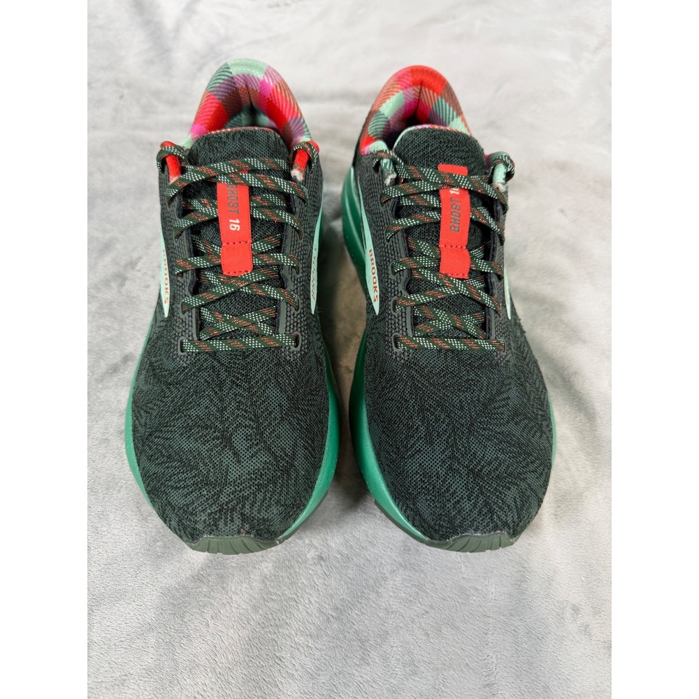 Brooks Ghost 16 Womens 9B Running Shoes Green Christmas Jingle Bell Run Merry